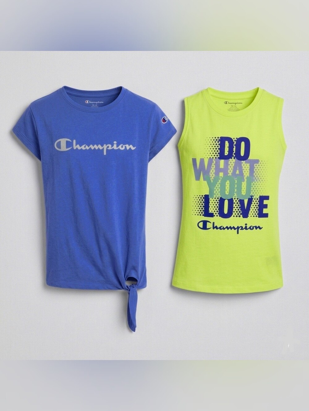 Champion 2 Piece Set Athletic Shirt Tank Top Girls Size 5 - 6 Blue Yellow
